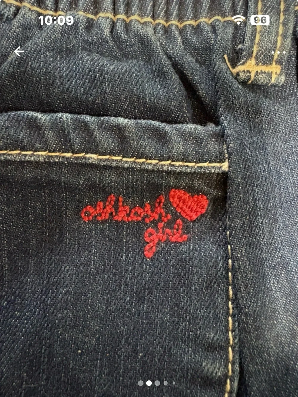 OshKosh B'gosh Dark Blue Denim Shorts with Red Heart Embroidery 3T